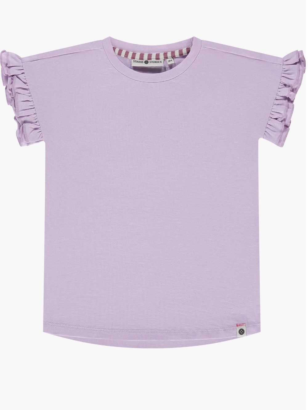 Stains & Stories Girls' Lavender Ruffled Cap Sleeve Tee, Size 6